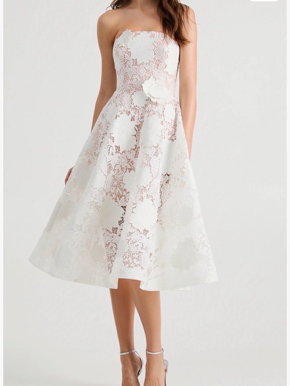 Cassandra Strapless Guipure Lace Dress